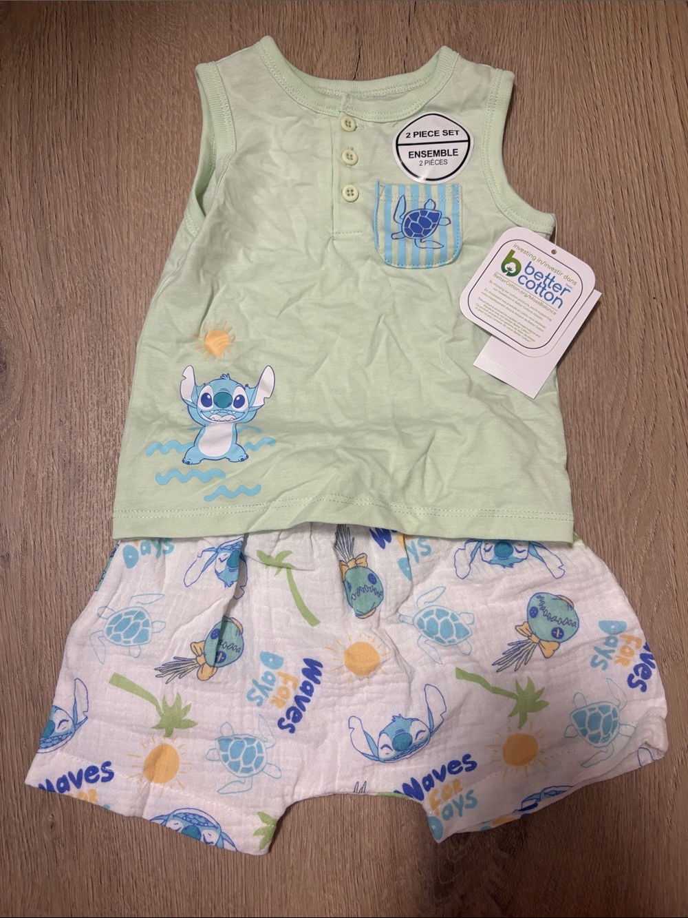 Kids Two-Piece Summer Tank & Shorts Set - Light Green